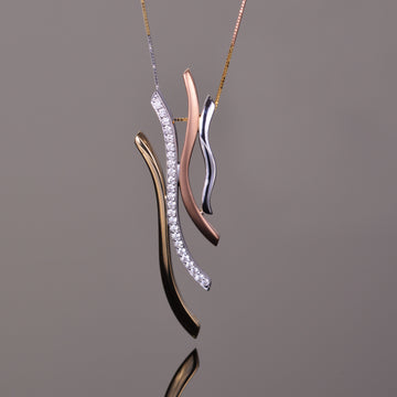 Three Tone Gold and Diamond Mirage Pendant