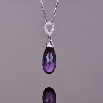 Amethyst Briolette Pendant Petite