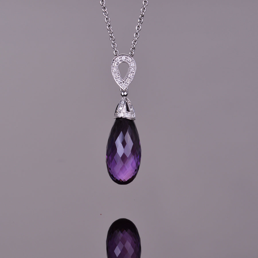 Amethyst Briolette Pendant Petite