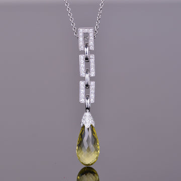 Lemon Citrine and White Diamond Pendant