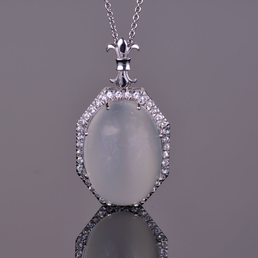 Moonstone and White Sapphire Pendant