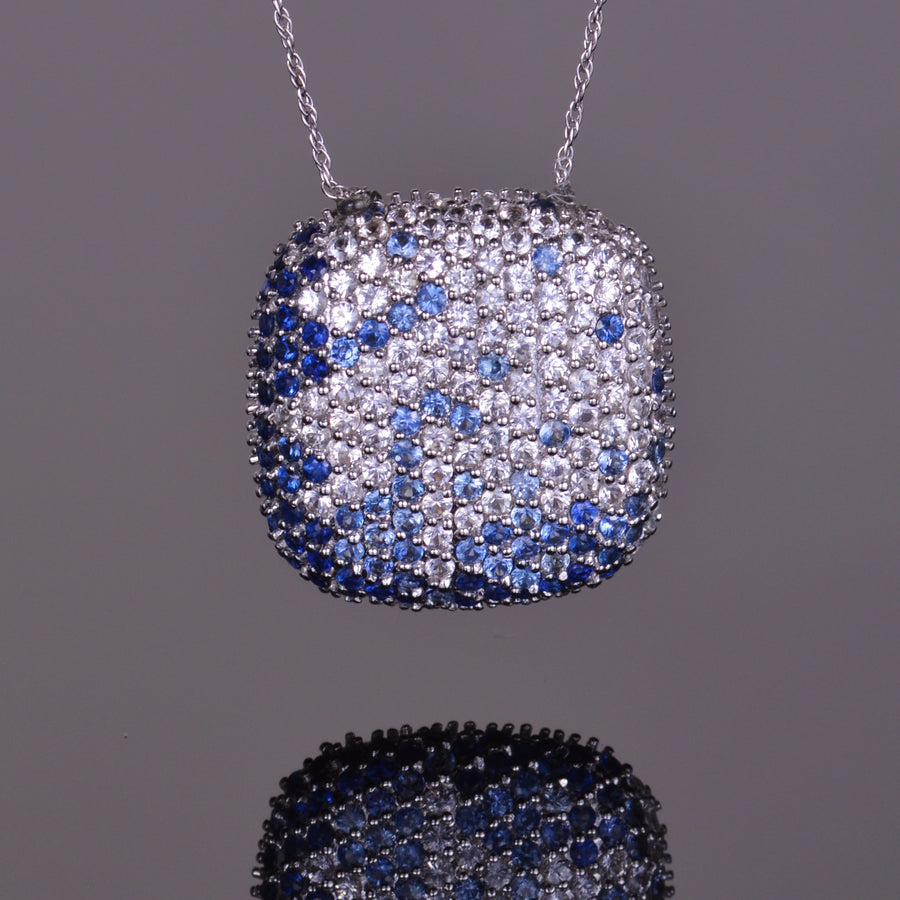 White and Blue Sapphire Wave Pendant
