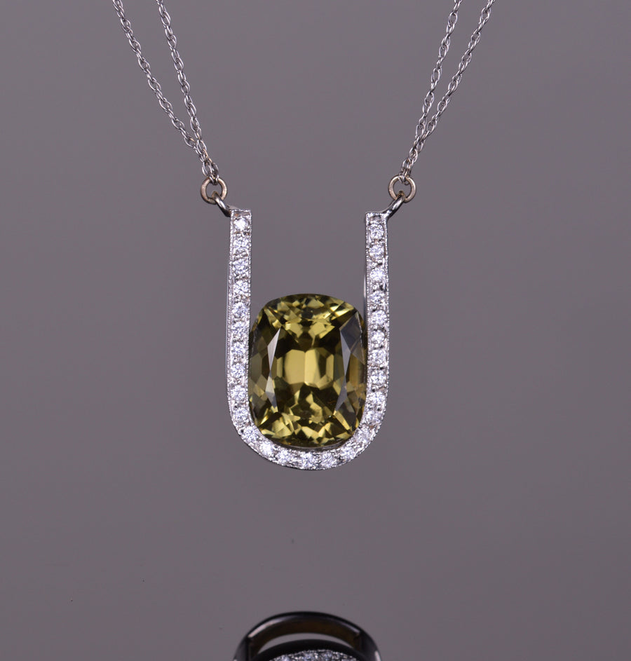 Tourmaline and Diamond Pendant
