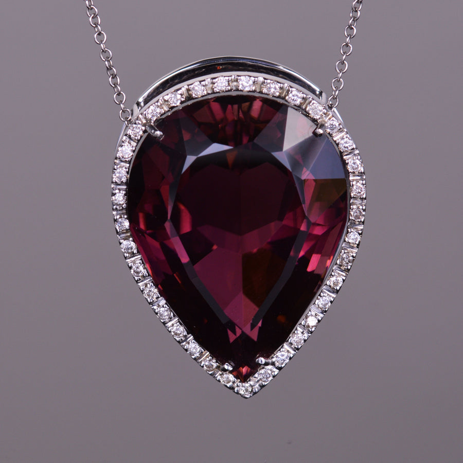 Rubellite and Diamond Pendant