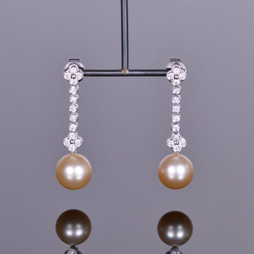 Pearl and Diamond Dangle Earrings