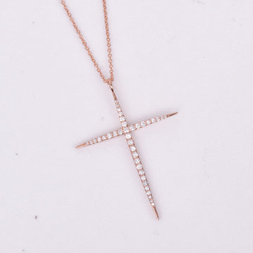 diamond rose gold cross pendant