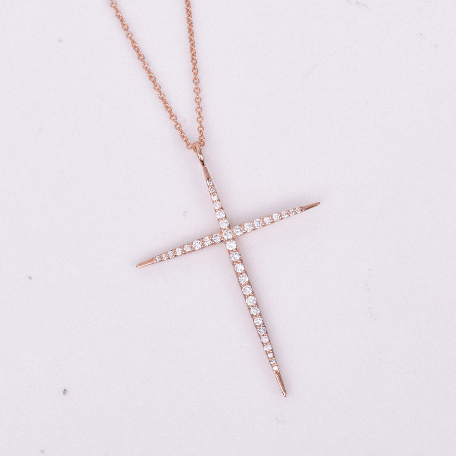 diamond rose gold cross pendant