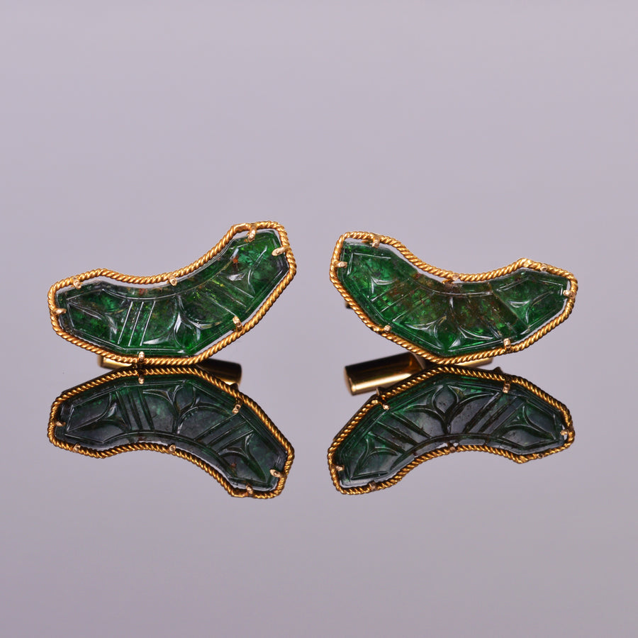 LXV Emerald and 18k Yellow Gold Cuff Links