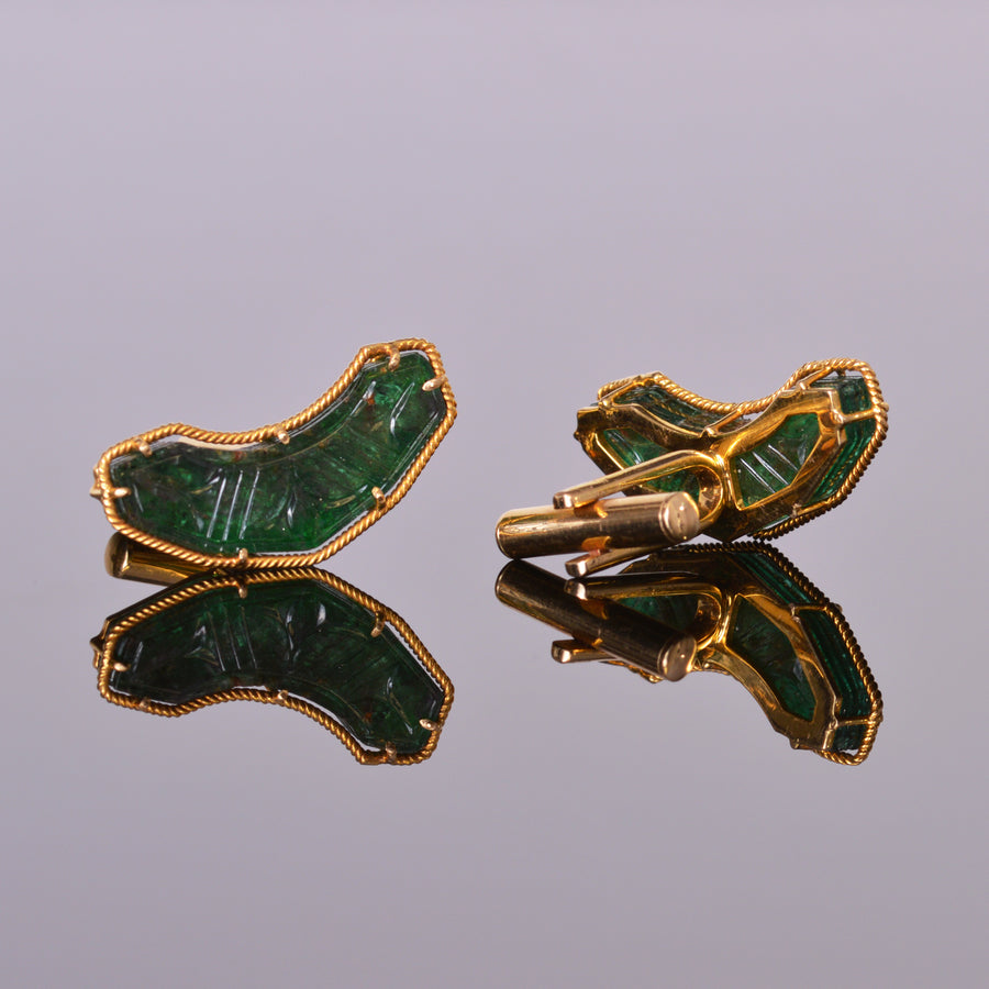 LXV Emerald and 18k Yellow Gold Cuff Links