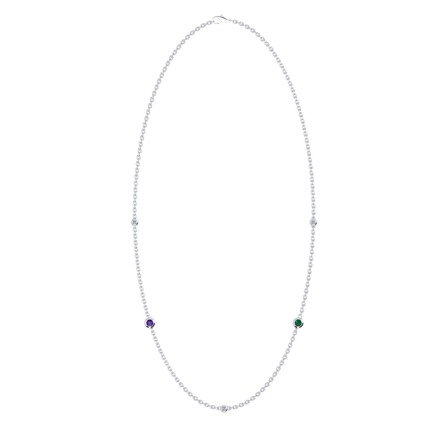 Birthstone Necklace With Diamond Accents