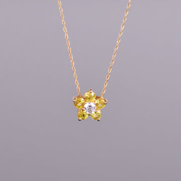Yellow Sapphire and Diamond Flower Pendant