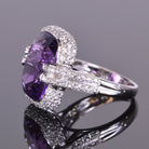 cushion amethyst ring with sapphire pave halo