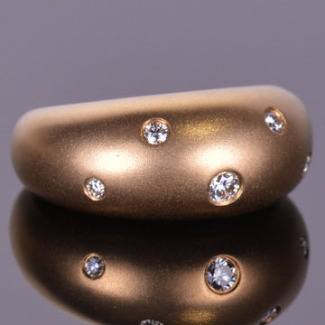 Bubble Diamond Ring in Yellow Gold- Satin Finish