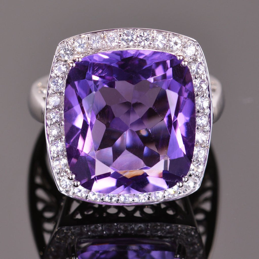 Deep Purple Amethyst Drop Ring