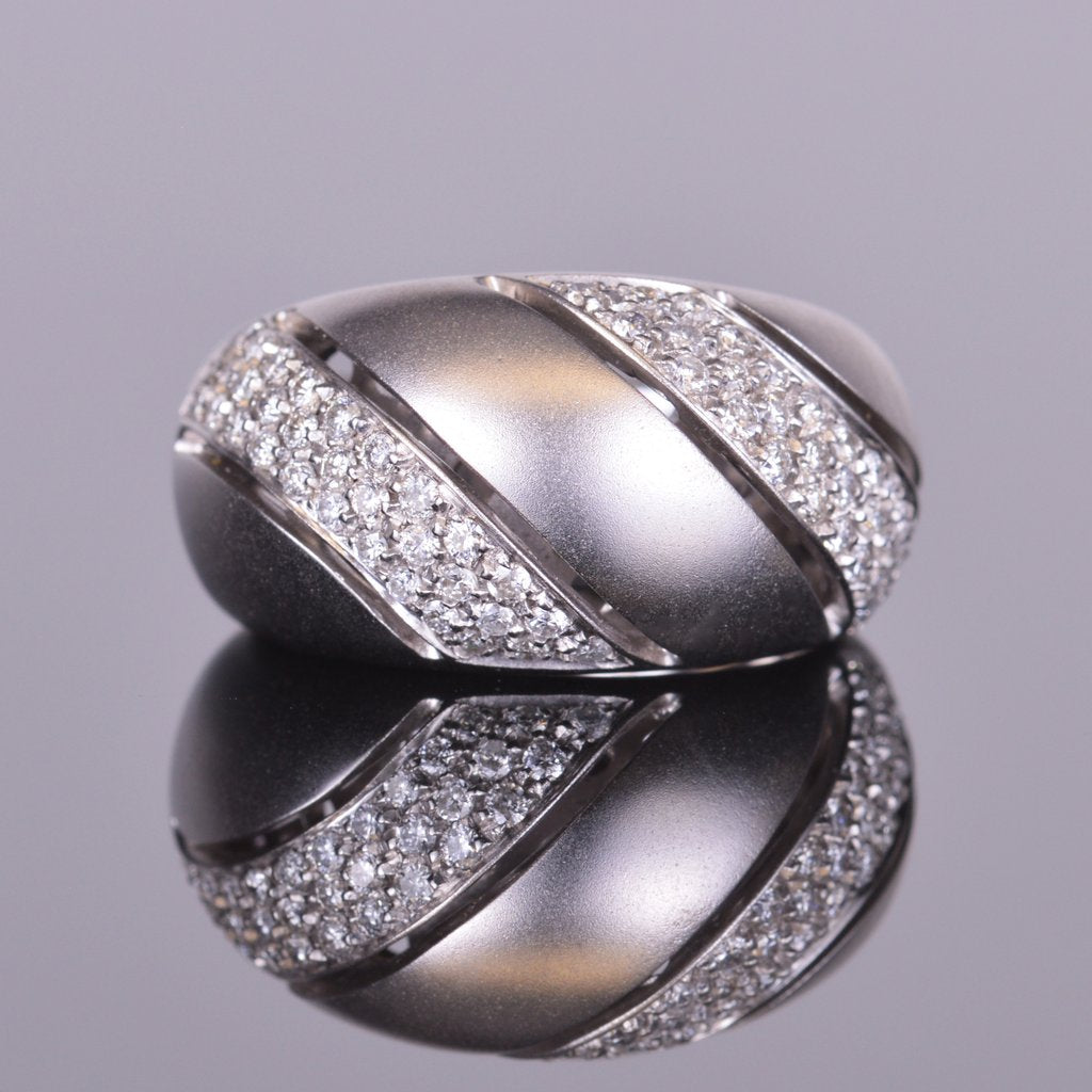 Diamond Bubble Dome Ring in White Gold
