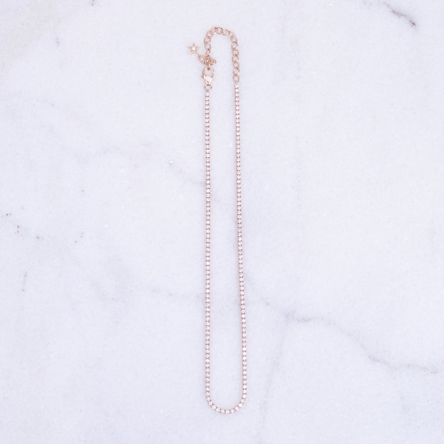 Diamond Tennis Necklace in Rose Gold