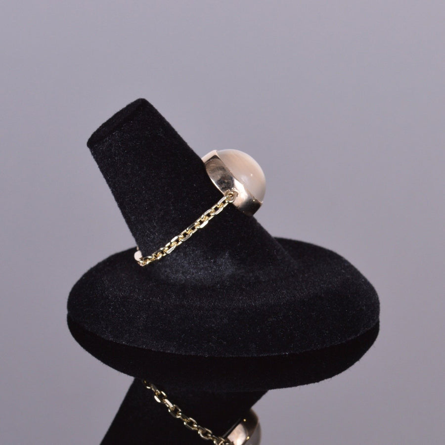 Moonstone Chain Ring in 14k Yellow Gold