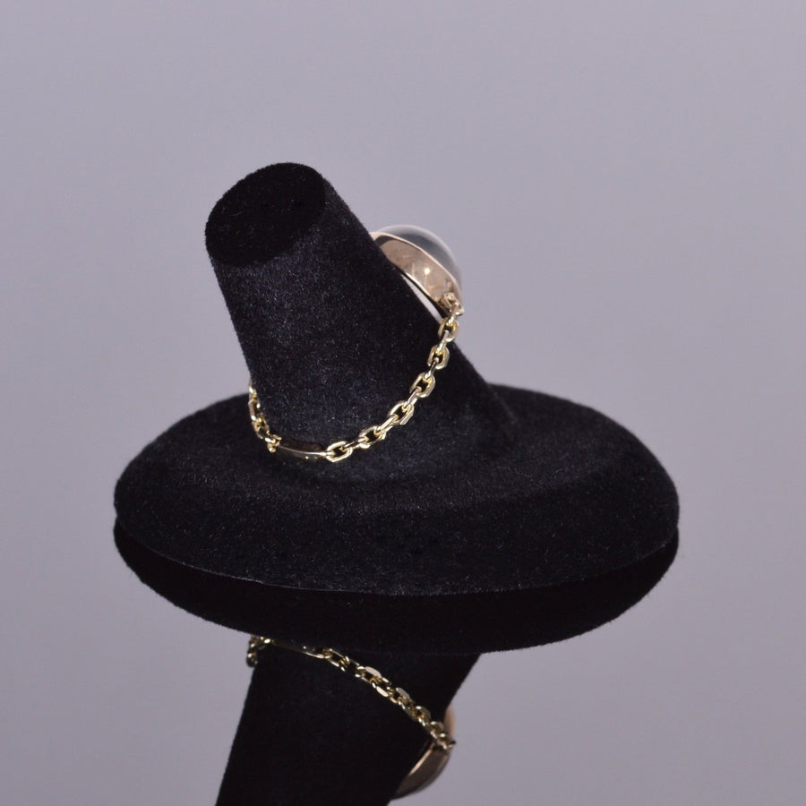 Moonstone Chain Ring in 14k Yellow Gold