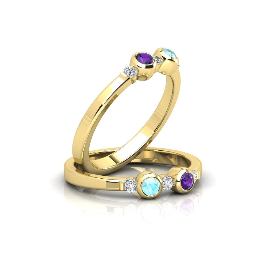 Birthstone Ring With Diamond Accents