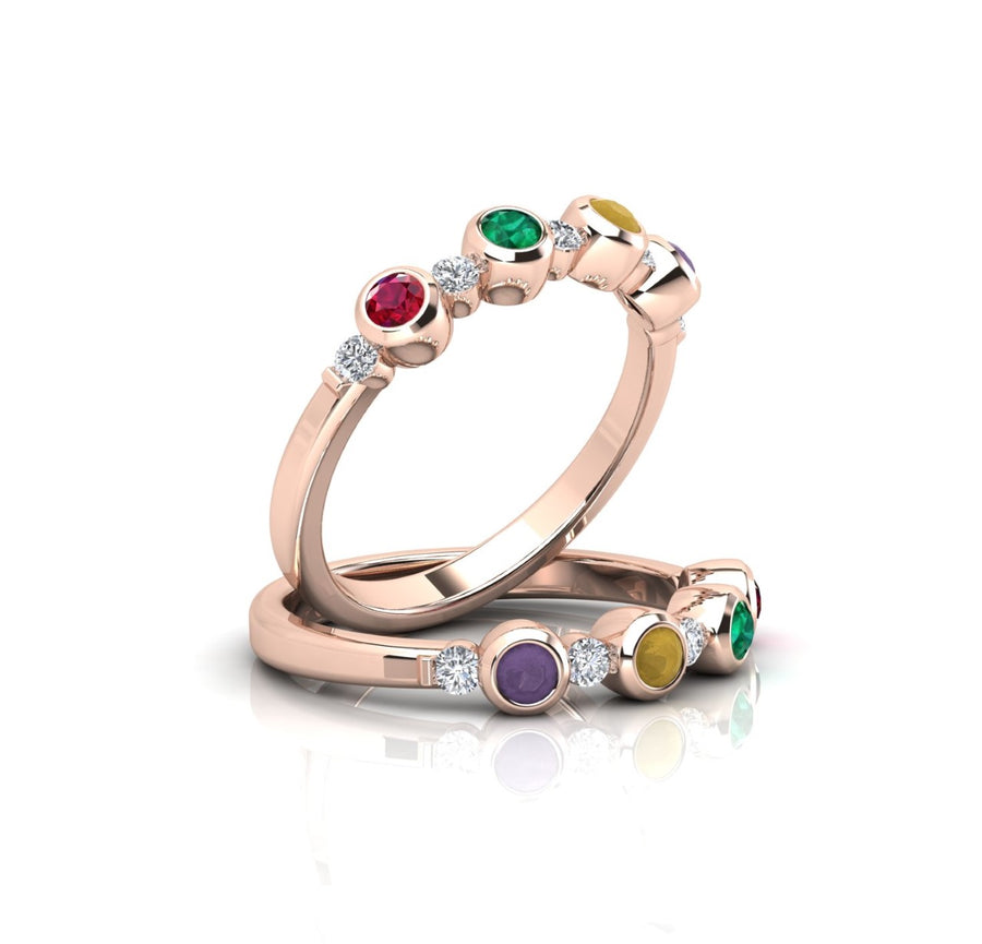 Birthstone Ring With Diamond Accents