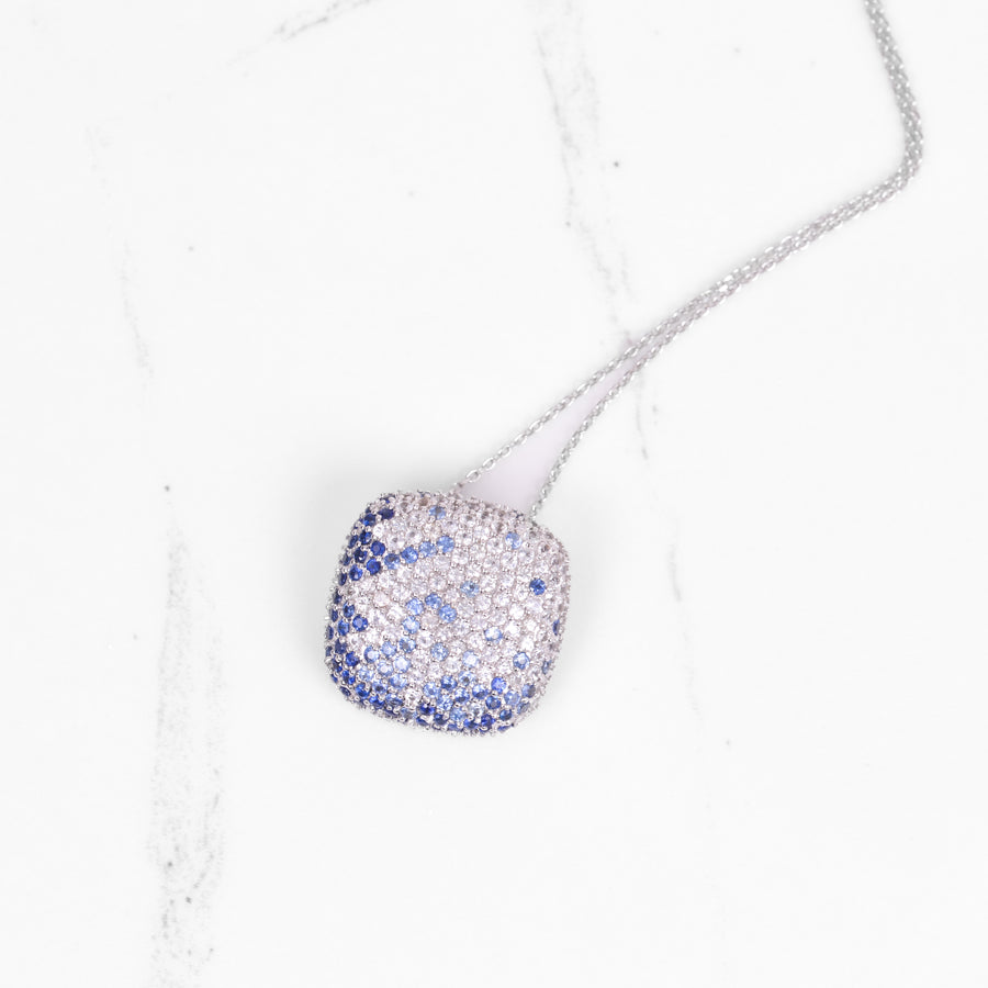 White and Blue Sapphire Wave Pendant