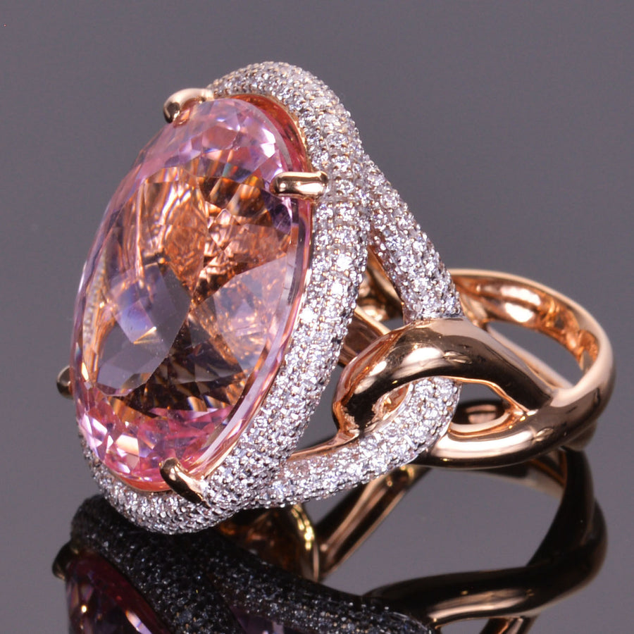 Morganite and Pave Diamond Cocktail Ring