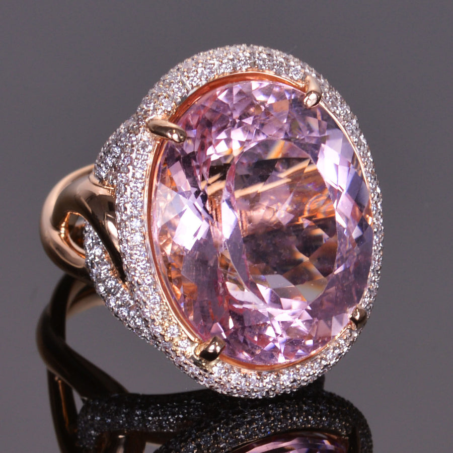 Morganite and Pave Diamond Cocktail Ring