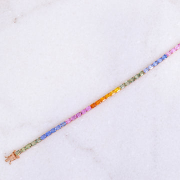 Rainbow Sapphire Bracelet In Rose Gold