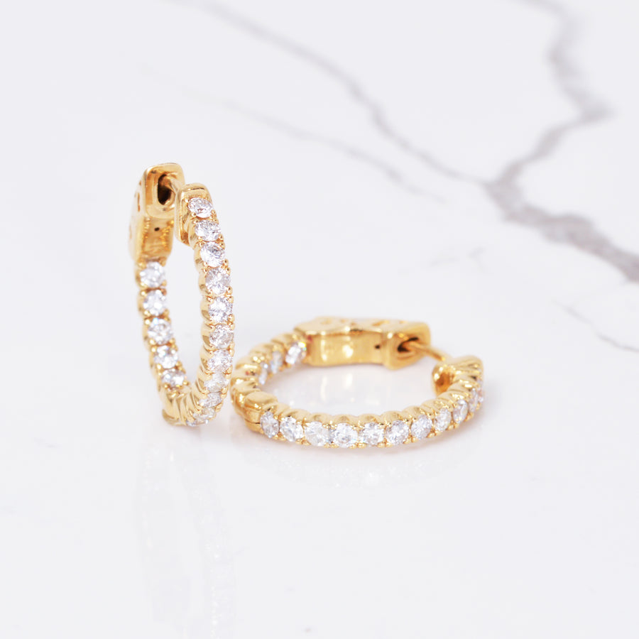Inside Out Diamond Hoops in Yellow Gold